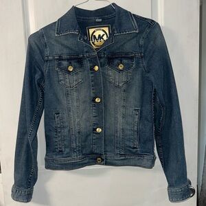 Michael Kors Denim Jacket Small – Classic Blue Jean Jacket with Gold Buttons